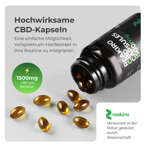 CBD Kapseln 1500mg Vollspektrum
Info